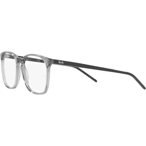 RayBan Rx5387f Low Bridge Fit Square Prescription Eyeglass FramesTransparent GreyDemo Lens