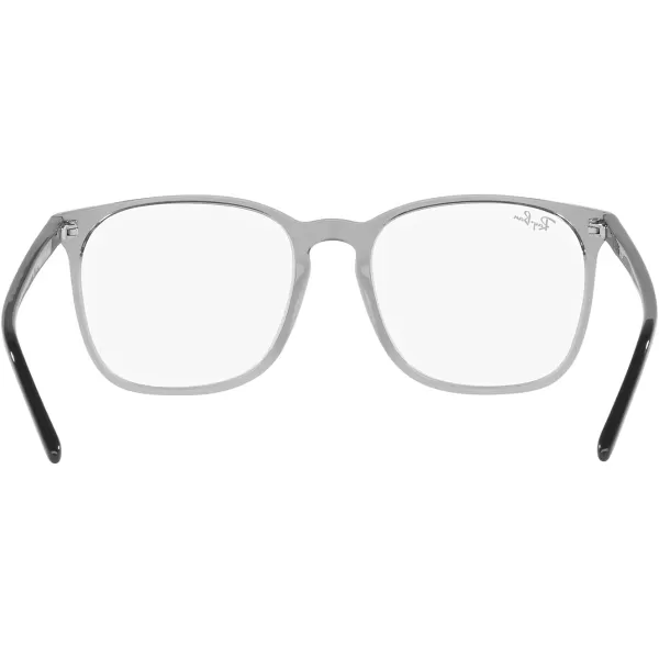 RayBan Rx5387f Low Bridge Fit Square Prescription Eyeglass FramesTransparent GreyDemo Lens