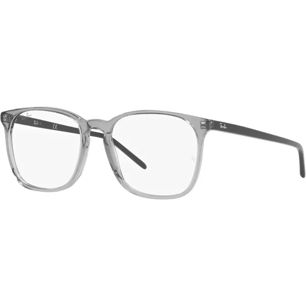 RayBan Rx5387f Low Bridge Fit Square Prescription Eyeglass FramesTransparent GreyDemo Lens