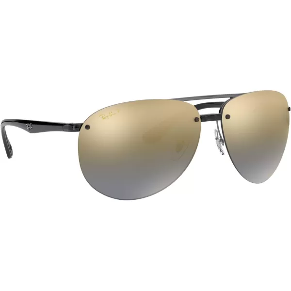 RayBan Sunglasses PlasticNylonGreyBlue Mirrored Gold Gradient Polarized