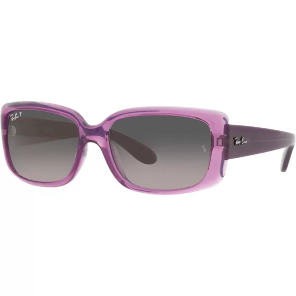 RayBan Womens RB4389 Square SunglassesTransparent VioletGrey Gradient Polarized