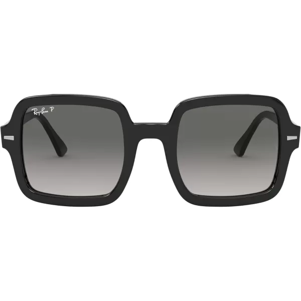 RayBan Womens Rb2188 Square SunglassesBlackPolarized Grey Gradient Dark Grey