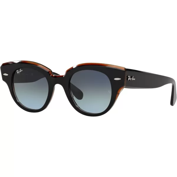 RayBan Womens Rb2192 Roundabout Round SunglassesBlack on Transparent BrownGrey Gradient
