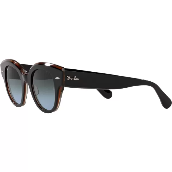 RayBan Womens Rb2192 Roundabout Round SunglassesBlack on Transparent BrownGrey Gradient