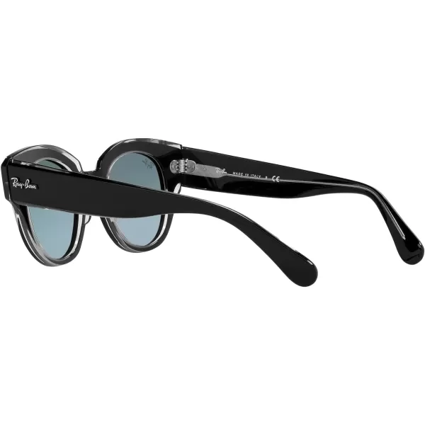 RayBan Womens Rb2192 Roundabout Round SunglassesBlack on TransparentBlue Gradient Grey