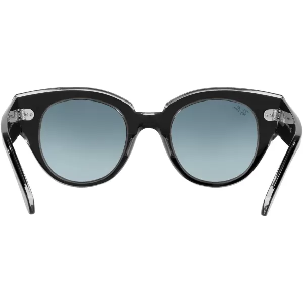 RayBan Womens Rb2192 Roundabout Round SunglassesBlack on TransparentBlue Gradient Grey