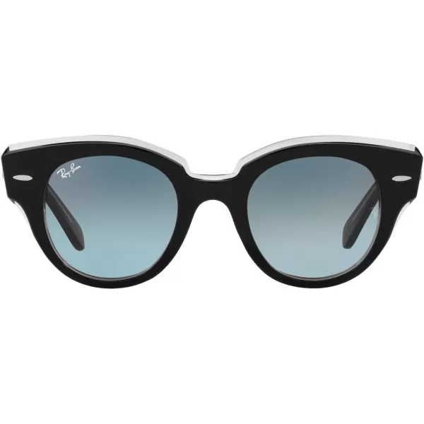 RayBan Womens Rb2192 Roundabout Round SunglassesBlack on TransparentBlue Gradient Grey