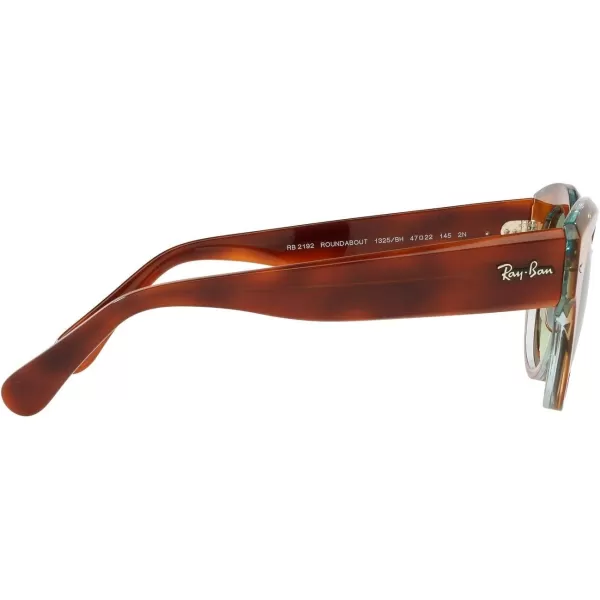 RayBan Womens Rb2192 Roundabout Round SunglassesHavana on Transparent GreenGreen Gradient