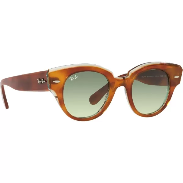 RayBan Womens Rb2192 Roundabout Round SunglassesHavana on Transparent GreenGreen Gradient