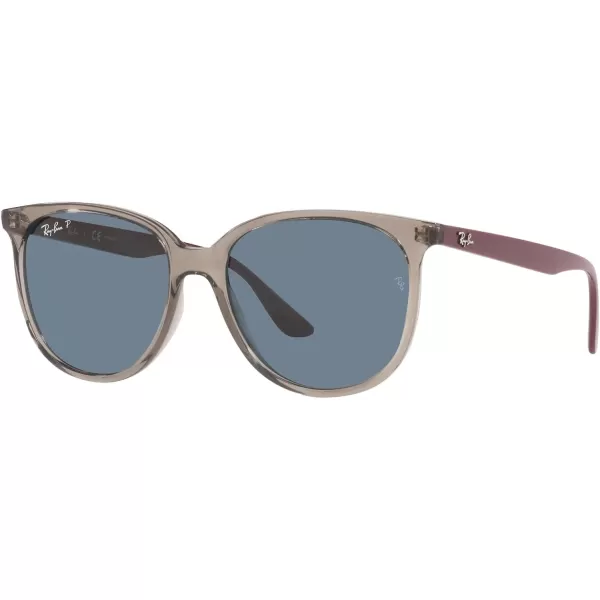 RayBan Womens Rb4378 Square SunglassesTransparent GreyDark Blue Polarized