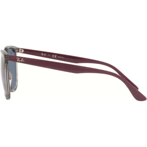 RayBan Womens Rb4378 Square SunglassesTransparent GreyDark Blue Polarized