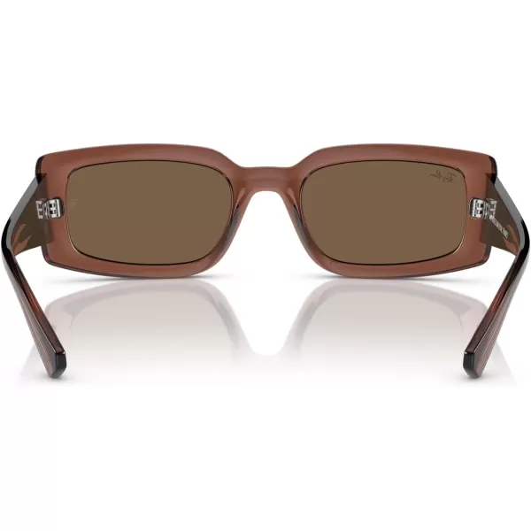 RayBan Womens Rb4395f Kiliane Low Bridge Fit Square SunglassesTransparent BrownDark Brown