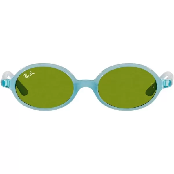 RayBan Kids Rj9145s Oval SunglassesLight Blue on Rubber BlueGreen