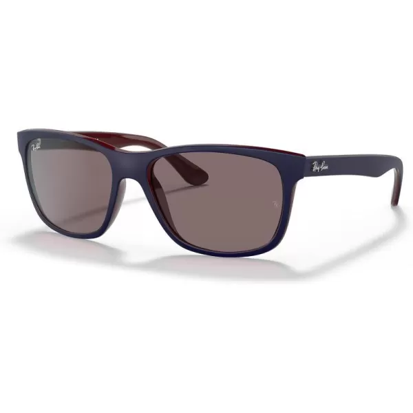 RayBan Mens RB4181 Square SunglassesMatte Blue on BrownViolet