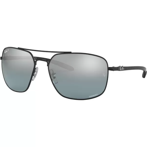 RayBan Mens RB8322ch Chromance Mirrored Square SunglassesBlackBlue Mirrored Silver