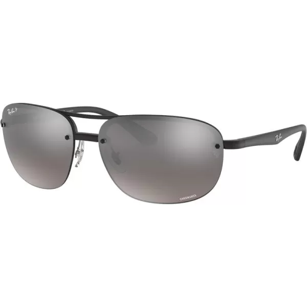 RayBan Mens Rb4275ch Chromance Square SunglassesMatte BlackPolarized Grey Mirrored Silver