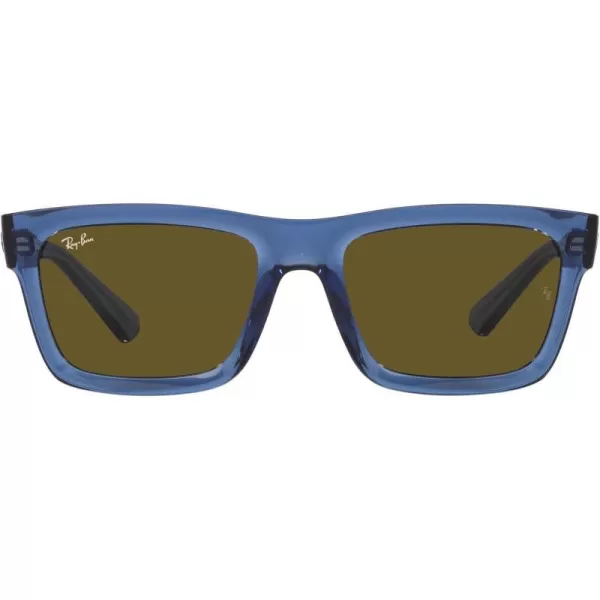 RayBan Mens Rb4396f Warren Low Bridge Fit Rectangular SunglassesTransparent Dark BlueDark Brown