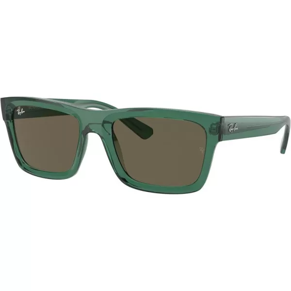 RayBan Mens Rb4396f Warren Low Bridge Fit Rectangular SunglassesTransparent GreenBrown