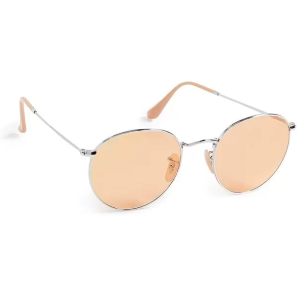 RayBan RB3447 Round Metal Evolve Photochromic SunglassesSilverOrange