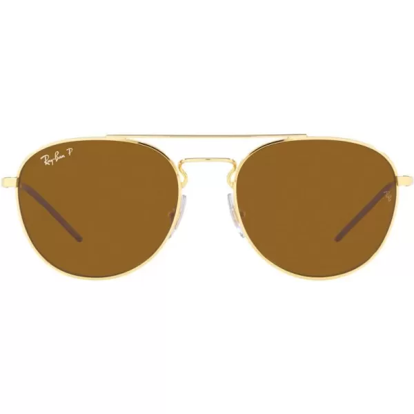 RayBan RB3589 Square SunglassesGoldDark Brown Polarized