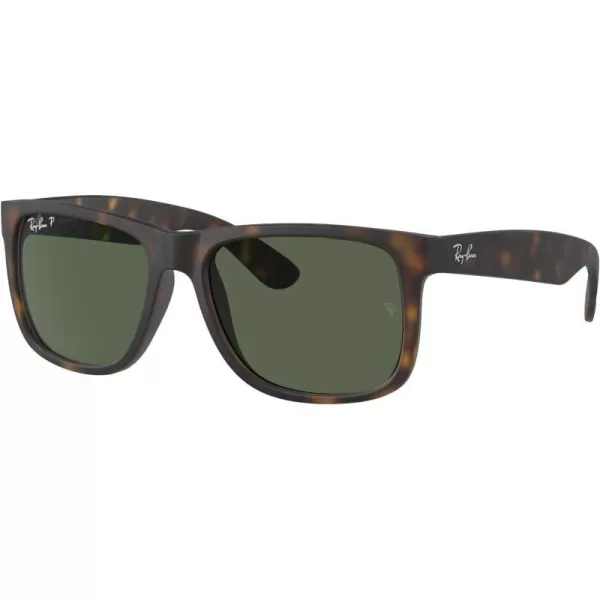 RayBan RB4165 Justin Rectangular SunglassesRubber HavanaDark Green Polarized