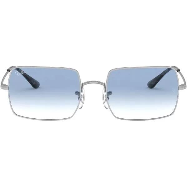 RayBan Rb1969 Rectangle Rectangular SunglassesSilverClear Gradient Blue