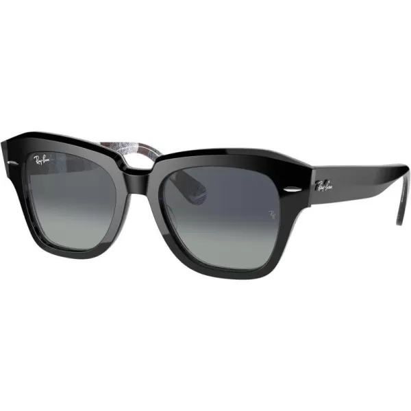 RayBan Rb2186 State Street Square SunglassesBlack on Chevron GreyBurgundyLight Grey Gradient Blue