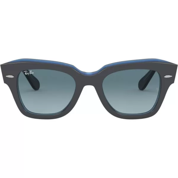 RayBan Rb2186 State Street Square SunglassesGrey on Transparent BlueBlue Gradient Grey