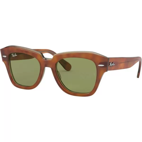 RayBan Rb2186 State Street Square SunglassesHavana on Transparent BeigeBottle Green