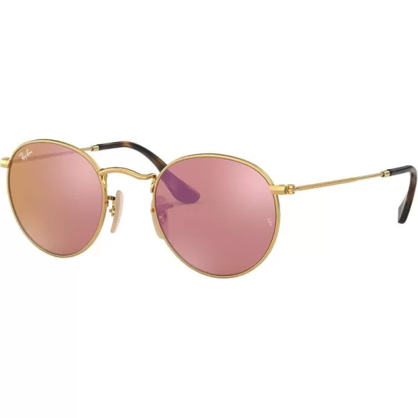 RayBan Rb3447n Round Flat Lens SunglassesGoldCopper Flash