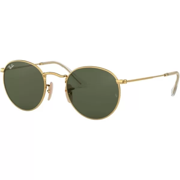 RayBan Rb3447n Round Flat Lens SunglassesGoldG15 Green