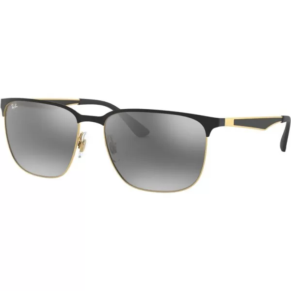 RayBan Rb3569 Square SunglassesBlack on GoldGrey Mirrored Silver Gradient