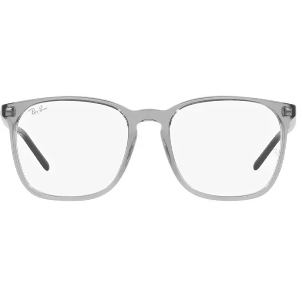 RayBan Rx5387f Low Bridge Fit Square Prescription Eyeglass FramesTransparent GreyDemo Lens