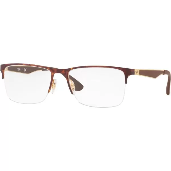 RayBan Rx6335 Rectangular Prescription Eyeglass FramesHavana on AristaDemo Lens