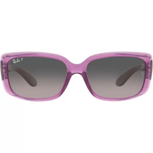 RayBan Womens RB4389 Square SunglassesTransparent VioletGrey Gradient Polarized