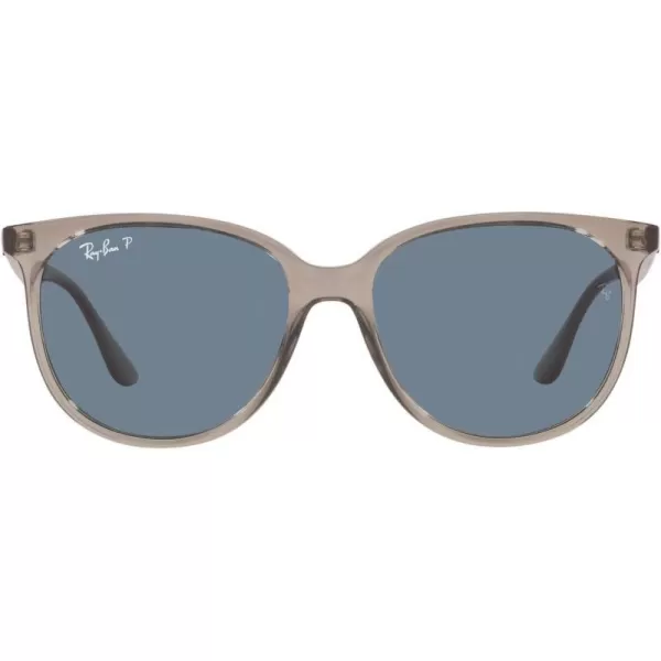 RayBan Womens Rb4378 Square SunglassesTransparent GreyDark Blue Polarized