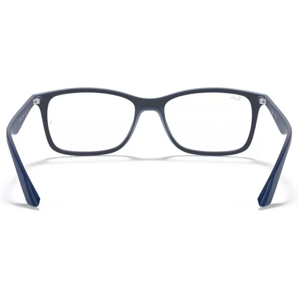 RayBan RX7047 Rectangular Prescription Eyeglass FramesMatte Transparent BlueDemo Lens