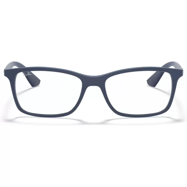 RayBan RX7047 Rectangular Prescription Eyeglass FramesMatte Transparent BlueDemo Lens