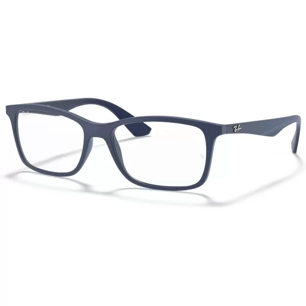 RayBan RX7047 Rectangular Prescription Eyeglass FramesMatte Transparent BlueDemo Lens