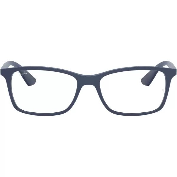 RayBan RX7047 Rectangular Prescription Eyeglass FramesMatte Transparent BlueDemo Lens