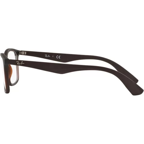 RayBan RX7047 Rectangular Prescription Eyeglass FramesMatte Transparent BrownDemo Lens