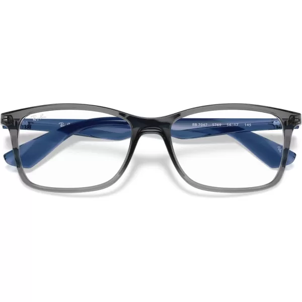 RayBan RX7047 Rectangular Prescription Eyeglass FramesTransparent Grey BlueDemo Lens