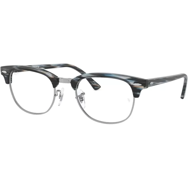 RayBan Rx5154 Clubmaster Square Prescription Eyeglass FramesBlueGrey StripedDemo Lens