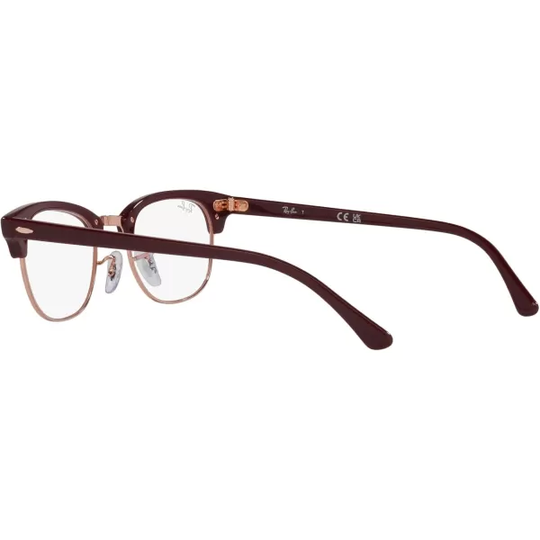 RayBan Rx5154 Clubmaster Square Prescription Eyeglass FramesBordeaux on Rose GoldDemo Lens