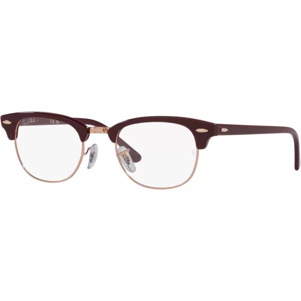 RayBan Rx5154 Clubmaster Square Prescription Eyeglass FramesBordeaux on Rose GoldDemo Lens