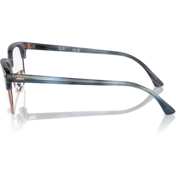 RayBan Rx5154 Clubmaster Square Prescription Eyeglass FramesStriped Blue on Rose GoldDemo Lens
