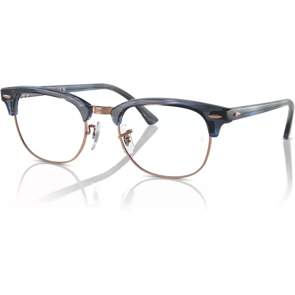 RayBan Rx5154 Clubmaster Square Prescription Eyeglass FramesStriped Blue on Rose GoldDemo Lens