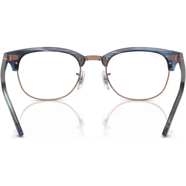 RayBan Rx5154 Clubmaster Square Prescription Eyeglass FramesStriped Blue on Rose GoldDemo Lens