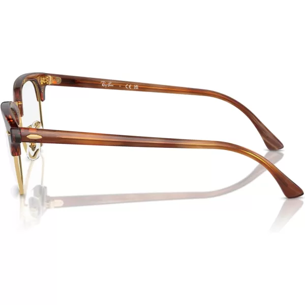 RayBan Rx5154 Clubmaster Square Prescription Eyeglass FramesStriped Brown on GoldDemo Lens