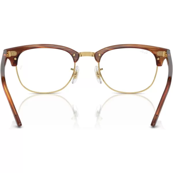 RayBan Rx5154 Clubmaster Square Prescription Eyeglass FramesStriped Brown on GoldDemo Lens